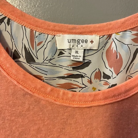 Umgee peach Top with Floral Sleeves - Picture 3 of 3